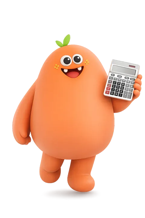 Maskot HANI memegang kalkulator